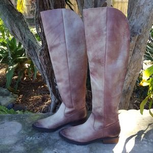 Sole Society leather over the knee distresse boot